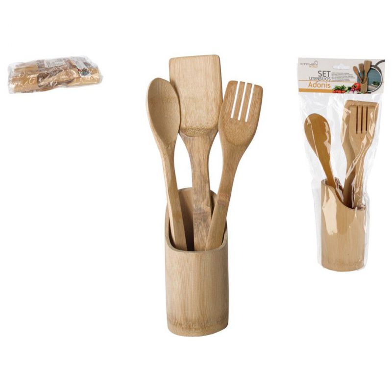 set utensilios cocina adonis bambu