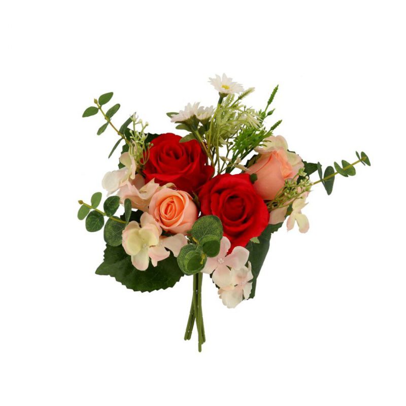 ramo atado rosas surt. x5 35 cm rojo
