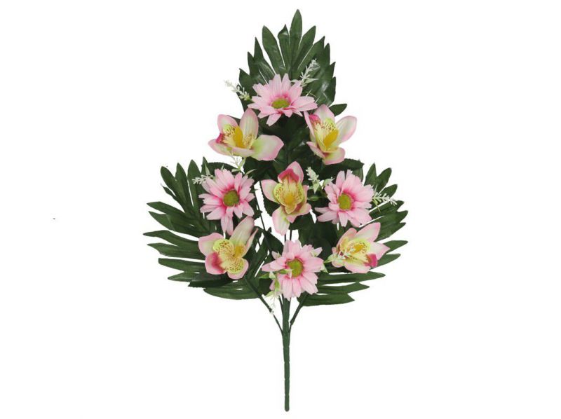 ramo palma orquidea/daisy x9 50cm rosa
