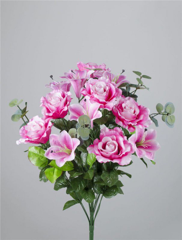 ramo rosa/lirio x 18 55cm rosa