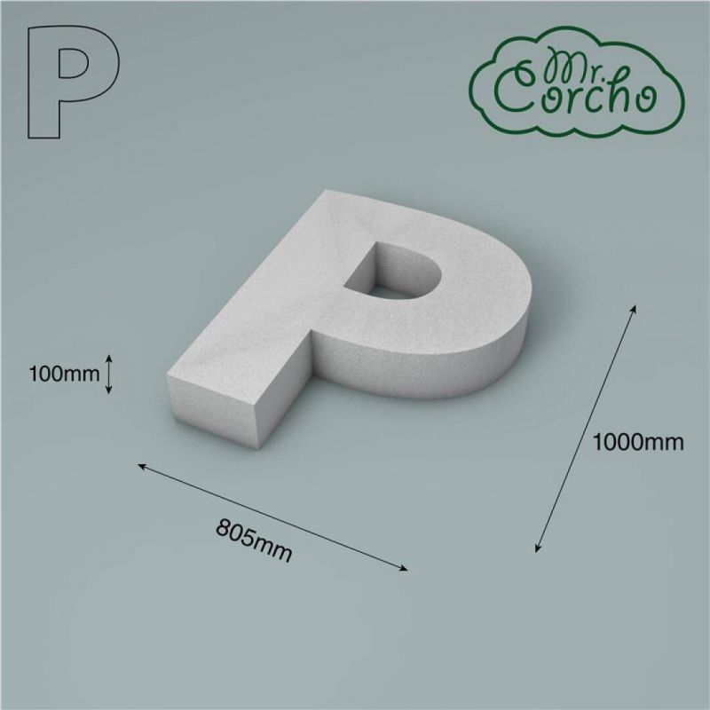 modelo letra p 1000x100mm corcho