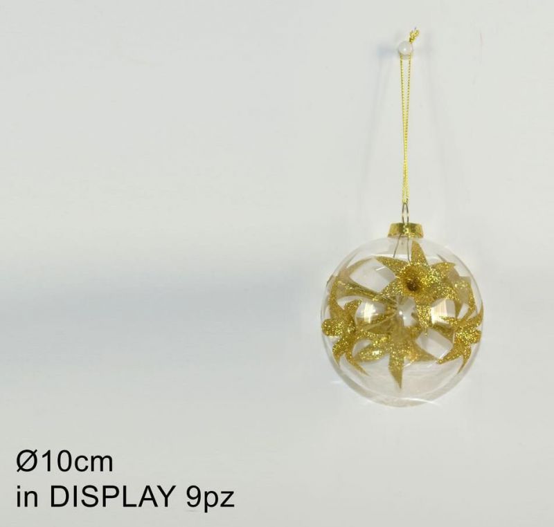 bola cristal 10cm flor soplada oro