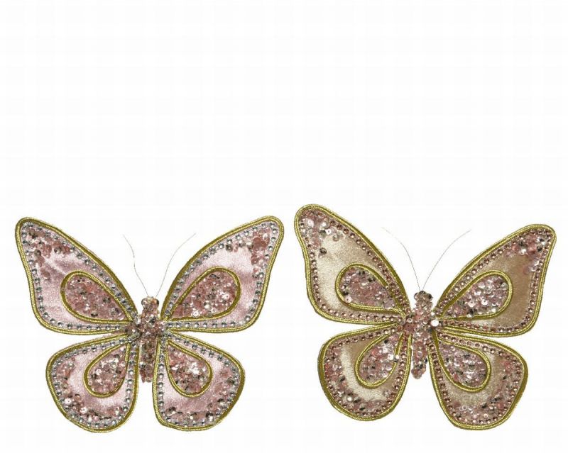 colgante mariposa romantic chirstmas 18x18cm rosa