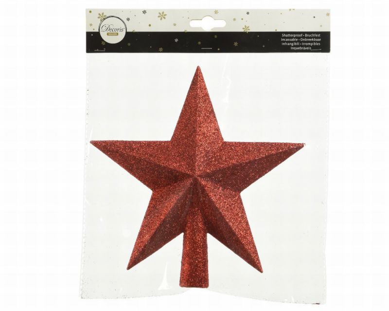 estrella arbol 19x4,2cm rojo brillo