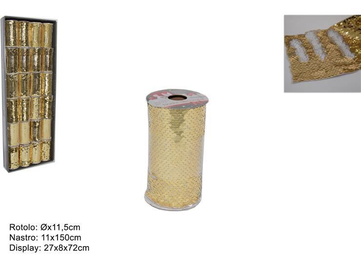 cinta 11x150cm lentejuelas bicol oro/bi