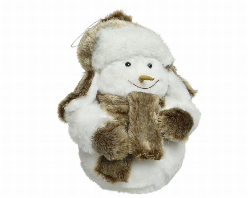 muñeco de nieve terciopelo c/bufanda 23cm blanco