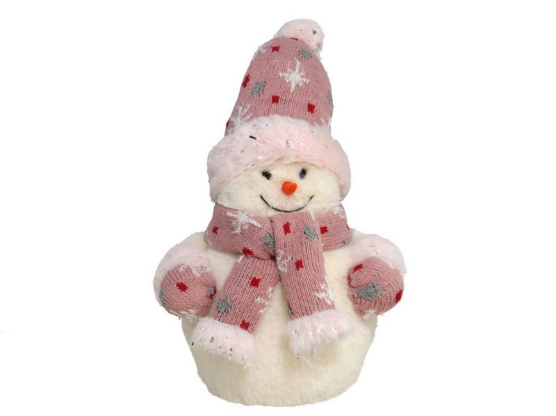 muñeco de nieve c/bufanda y gorro rosa