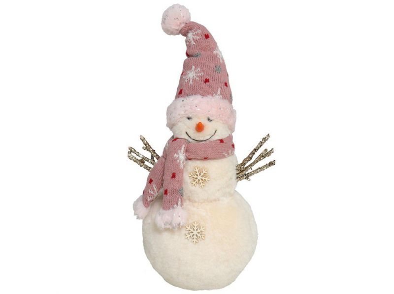 muñeco de nieve c/bufanda y gorro rosa