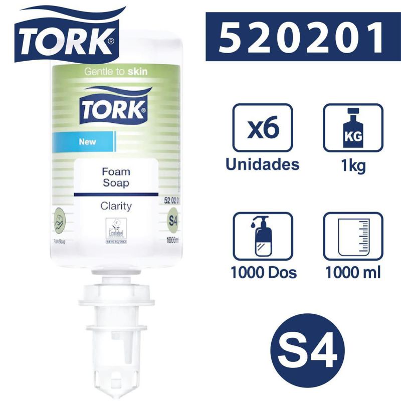tork s4 tork jabon en espuma 1000 dosis 6 unds.