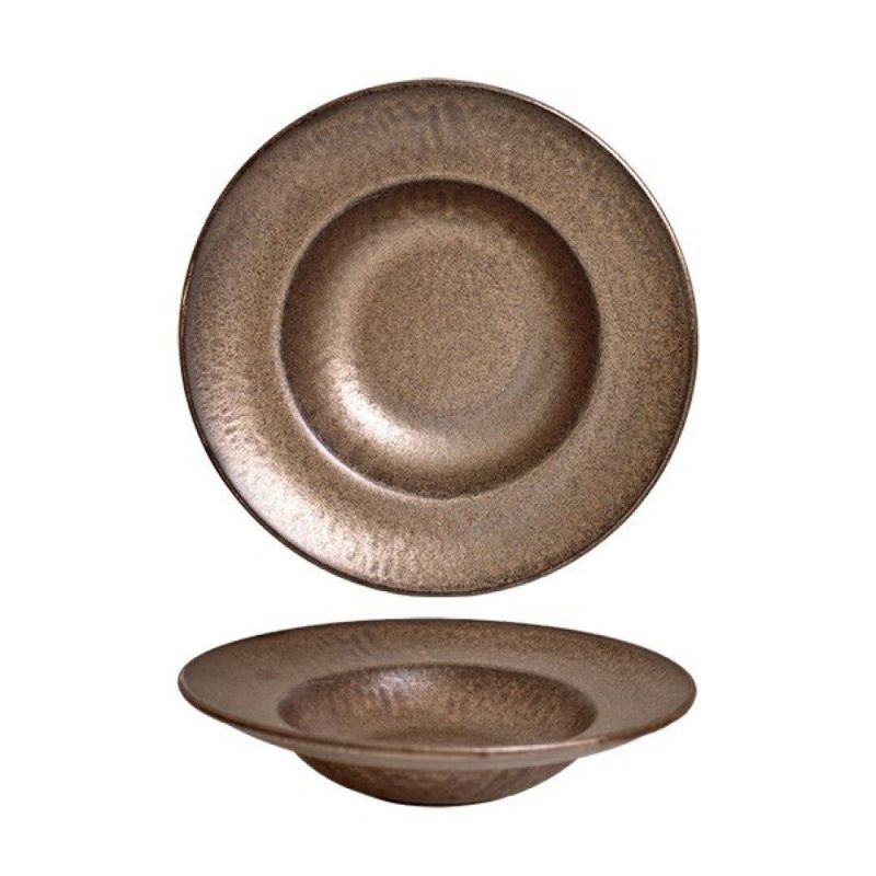 plato pasta round gordion bronce 28cm