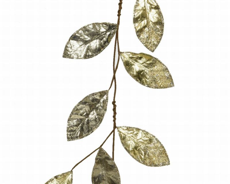 guirnalda hoja magnolia 130cm oro brillo