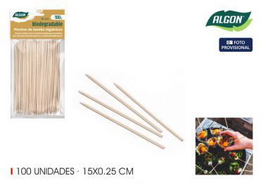 set 100 pinchos bambu 150x2.5mm algon