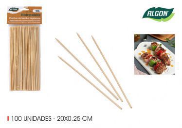 set 100 pinchos bambu 200x2.5mm algon