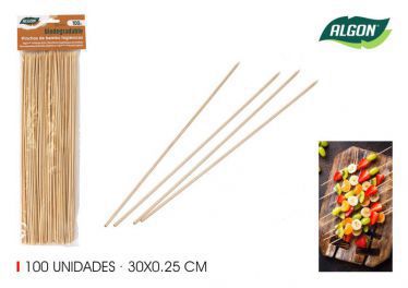set 100 pinchos bambu 300x2.5mm algon