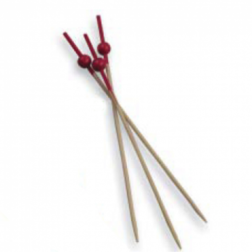 pick bola roja 12cm natural bambu 100unid