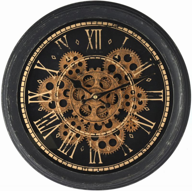 reloj pared roman numerals black/gold
