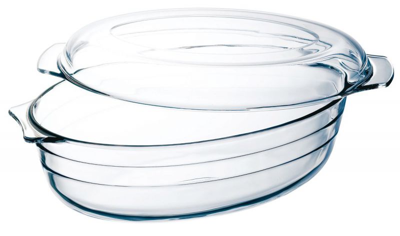 cacerola vidrio oval c/tapa 3l