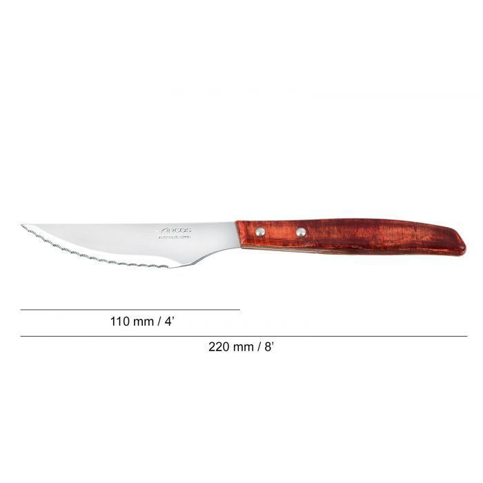 cuchillo chuletero 110mm chopo rojo de madera
