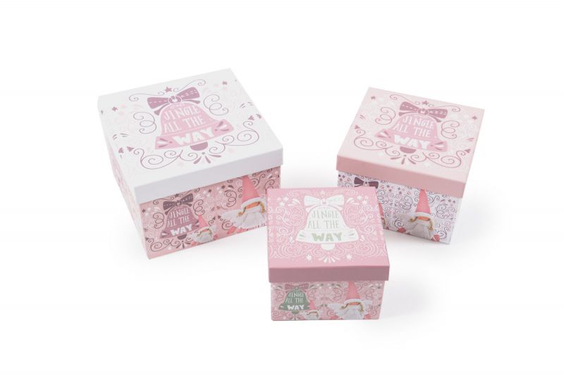 set 3 cajas cuadradas navidad sissy pink 17x17x11c