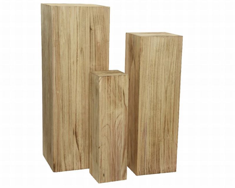 set 3 pilares madera 95, 80 y 60cm