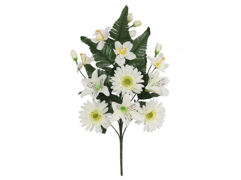 ramo palma gerbera/lily x9 47cm blanco