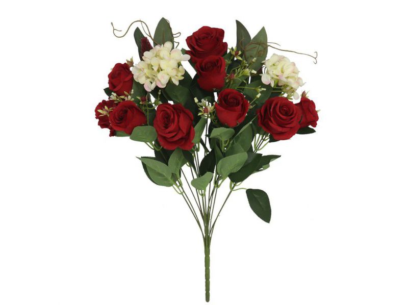 ramo rosas/hydrangea x13 52cm rojo