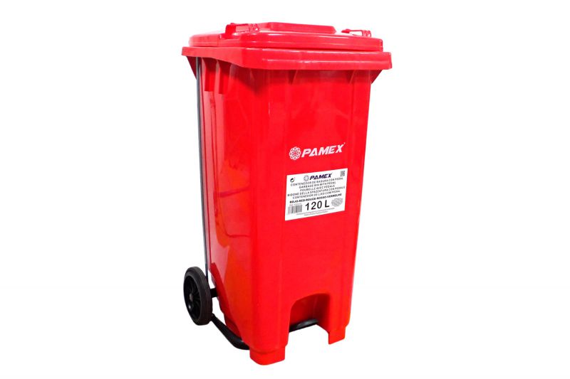 contenedor basura rojo 120l c/pedal
