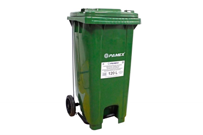 contenedor basura verde 120l c/pedal