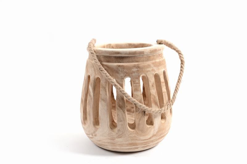 farol de madera con vaso d. cm 30xh.31 (bicchiere