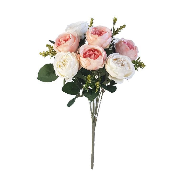 bouquet ranunculos x9 crema/rosa