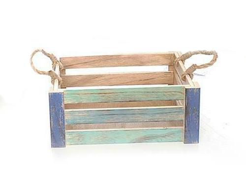 caja de madera azul (cm 24x17x10