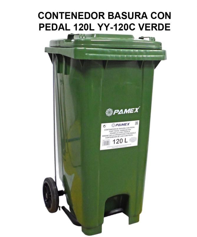 contenedor basura verde 120l c/pedal