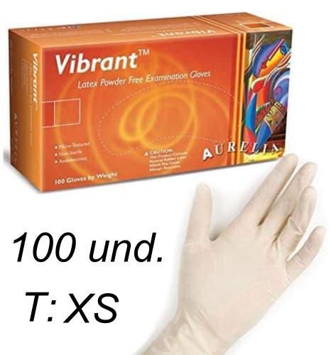 guante latex s/polvo vibrant t/xs 100 und.