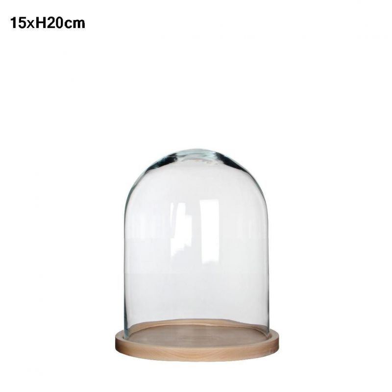 urna vidrio 15x20cm (cupula más madera)