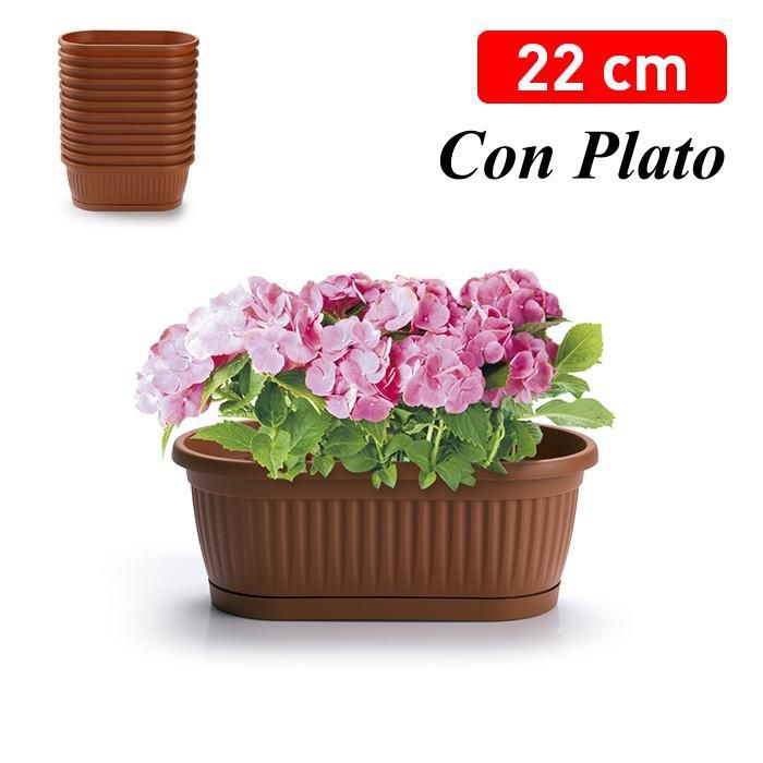jardinera pp c/plato 22x11,5x8,5cm color arcilla