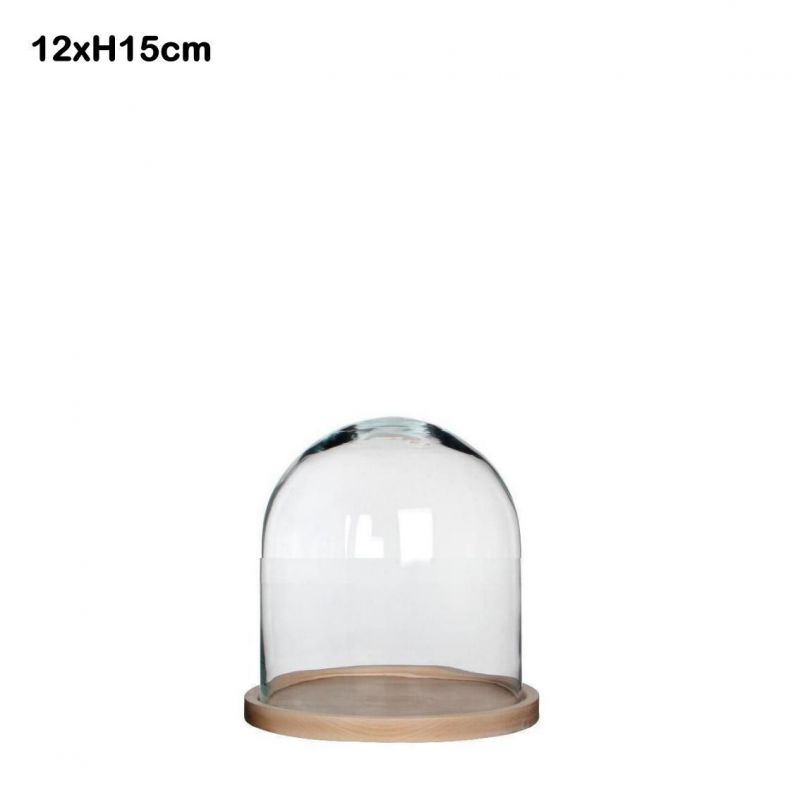 urna vidrio 12x15cm (cupula más madera)