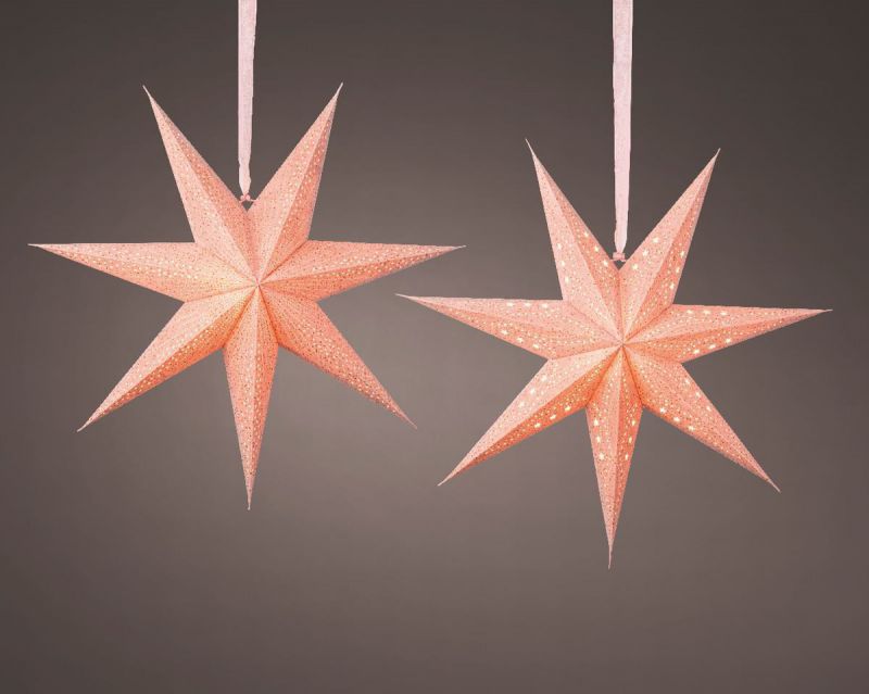 estrella iluminada colgante 60x19cm rosa