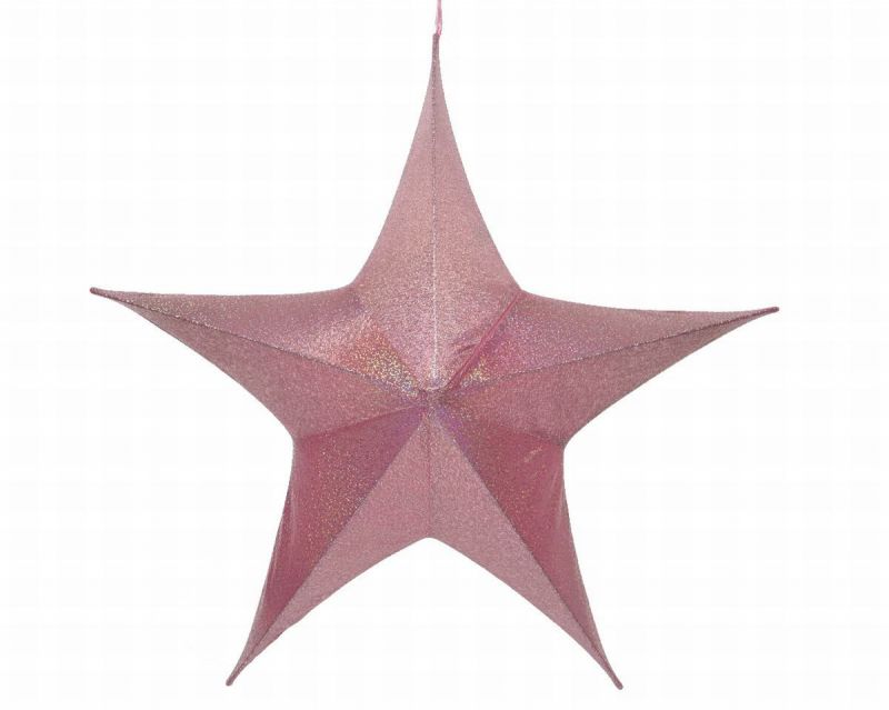 estrella colgante metal gran deco 80x28cm rosa