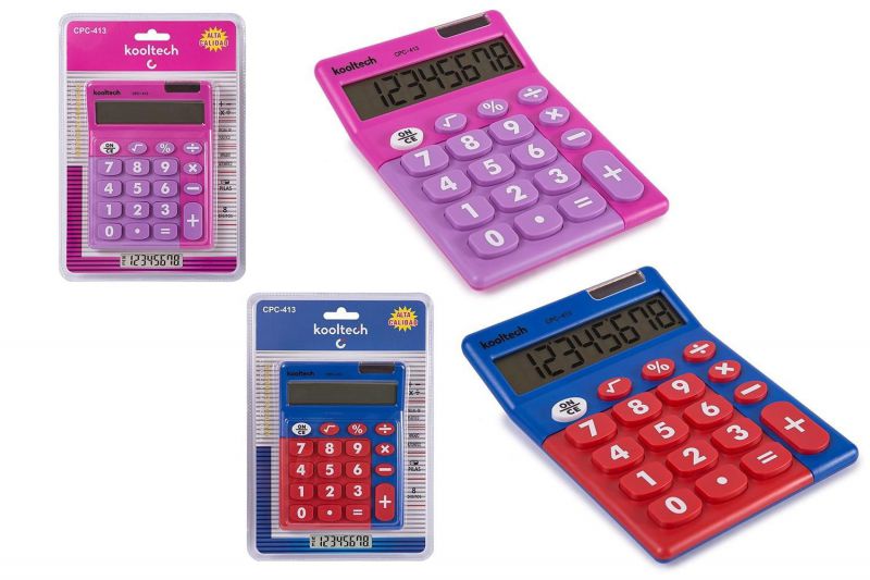 calculadora numeros grandes multicolor kooltech