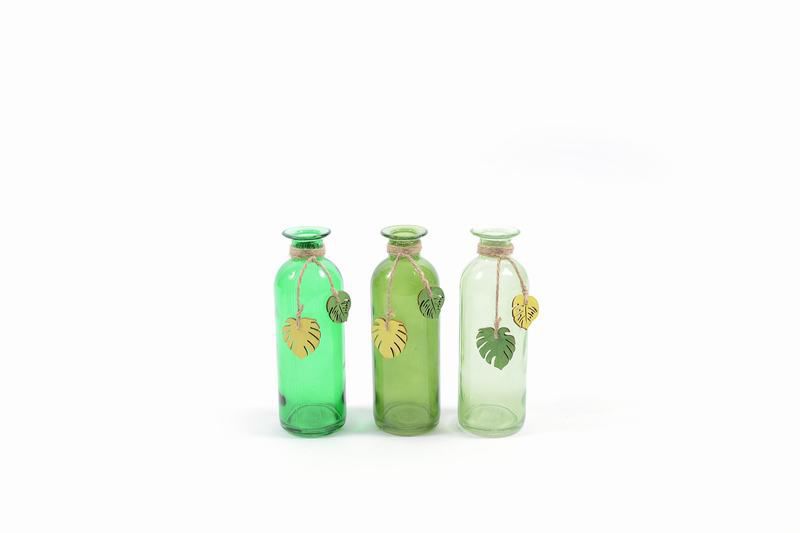 botella de cristal  "jungle" con deco madera 5,5x1