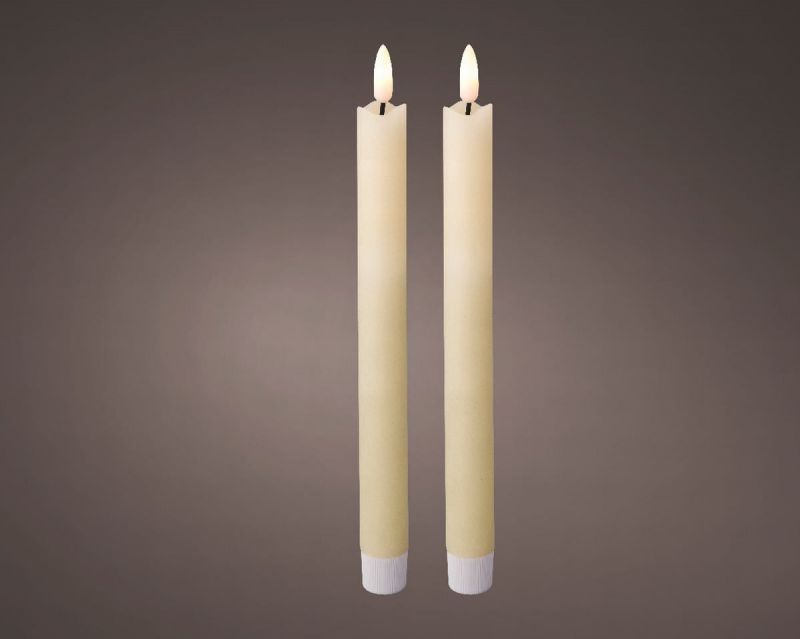 set 2 velas candelabro led 24,5x2,2cm crema