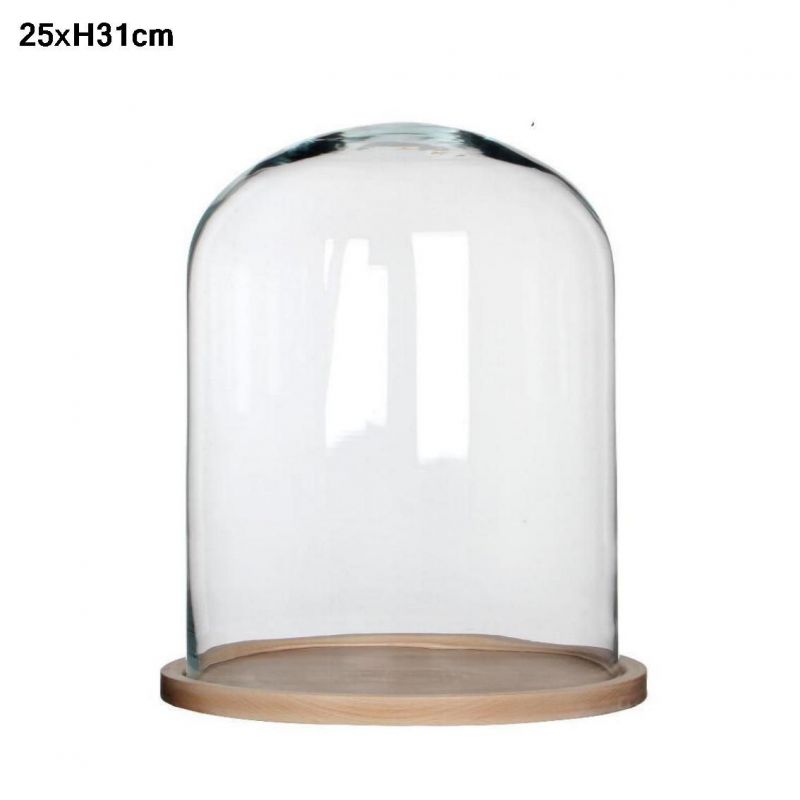 urna vidrio 25x31cm (cupula más madera)