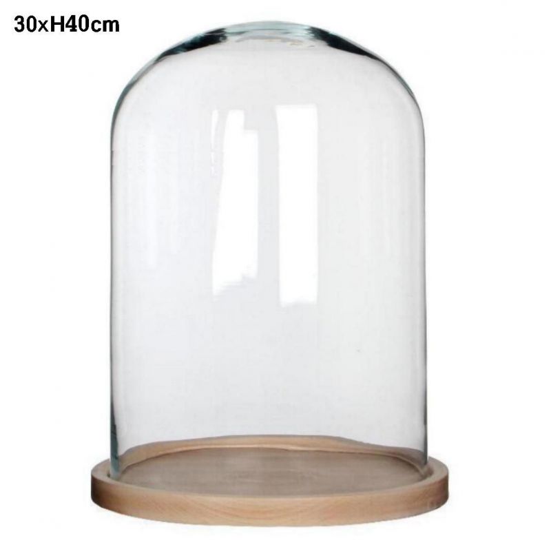 urna vidrio 30x40cm (cupula más madera)
