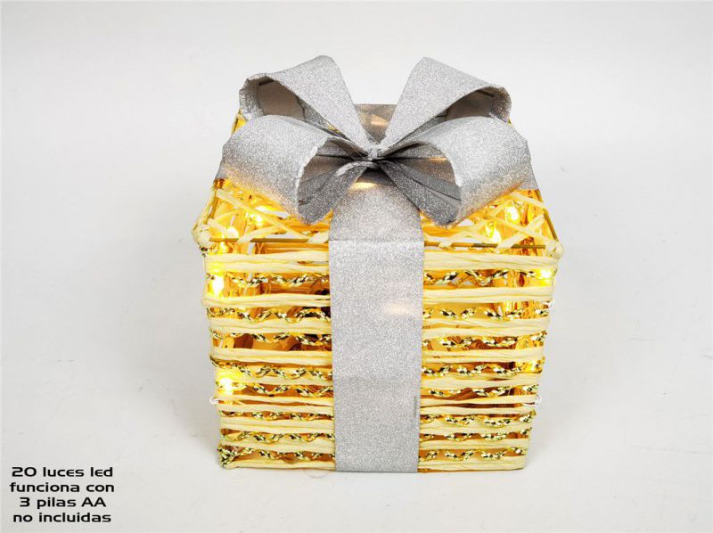 caja regalo soga oro lazo plata 20 led