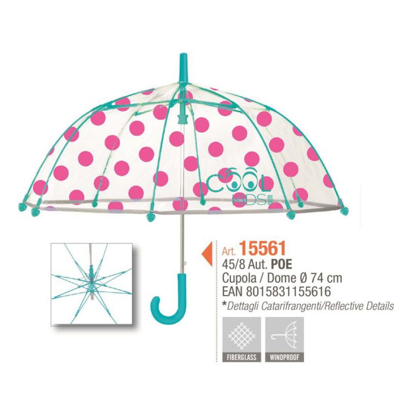 paraguas infantil 45/8 aut poe con lunares