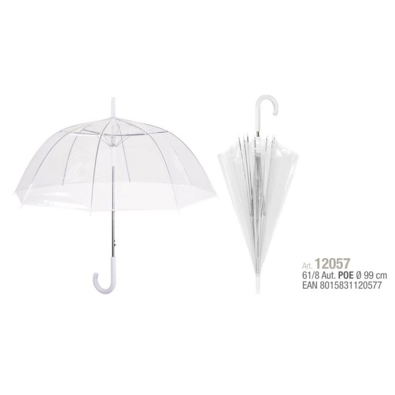 paraguas mujer 61/8 aut poe transparente blanco