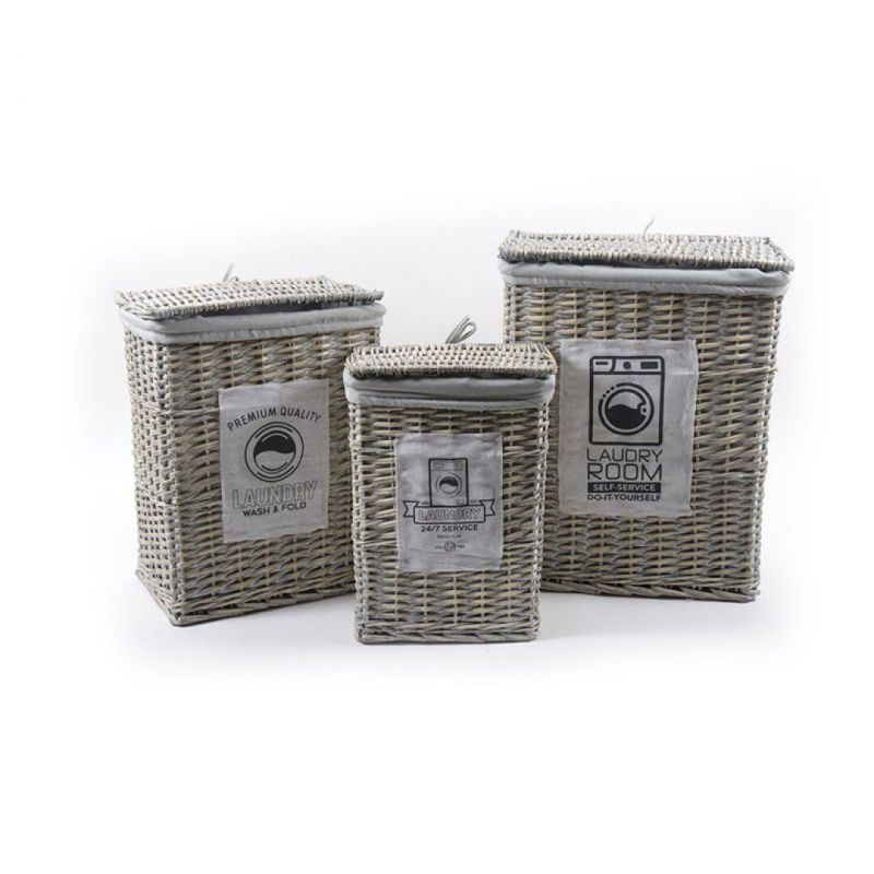 set 3 cestas lavanderia grises rectangulares 56x45