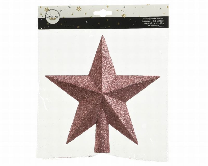 estrella arbol 19x4,2cm rosa brillo